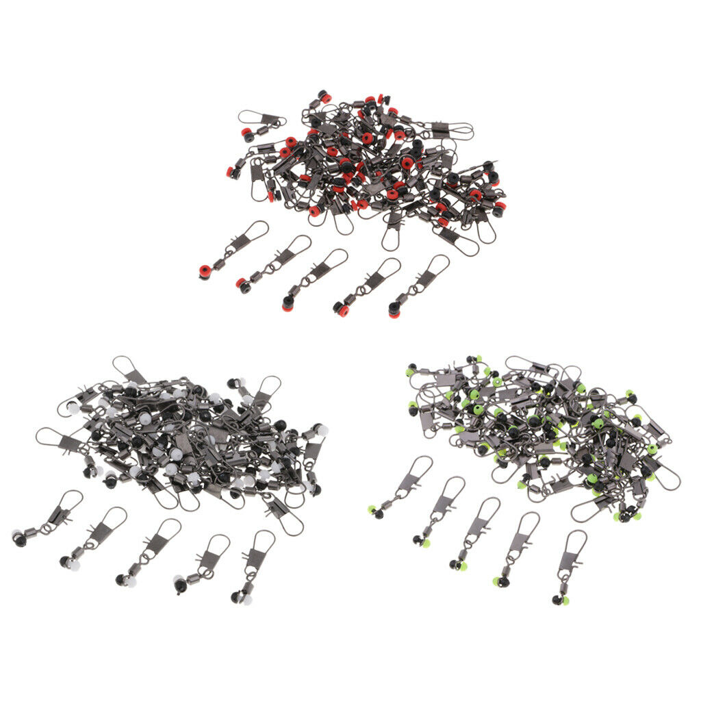 50 Pieces Fishing Barrel Rolling Swivels with Interlock Snaps Connectors S