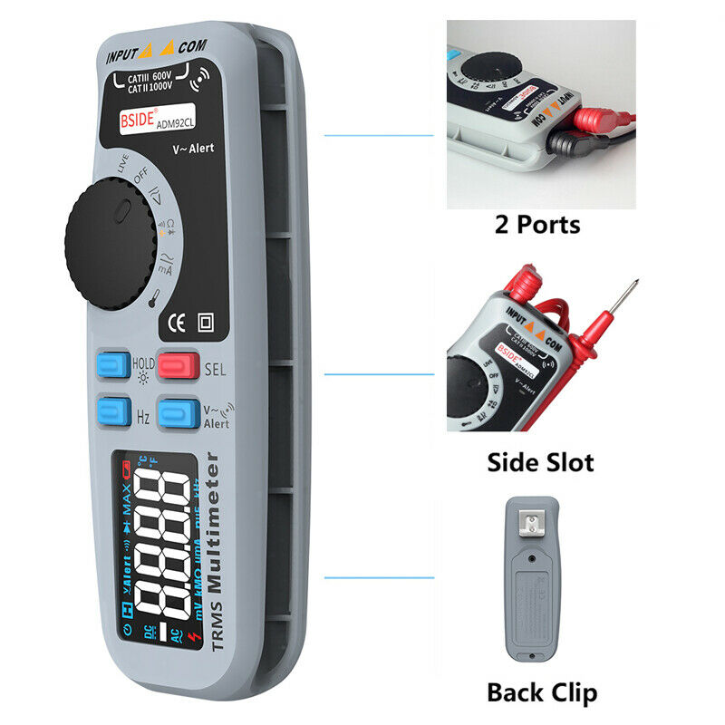 6000 Count True RMS Handheld Digital Clamp Multimeter EBTN Screen AC/DC V/A Test