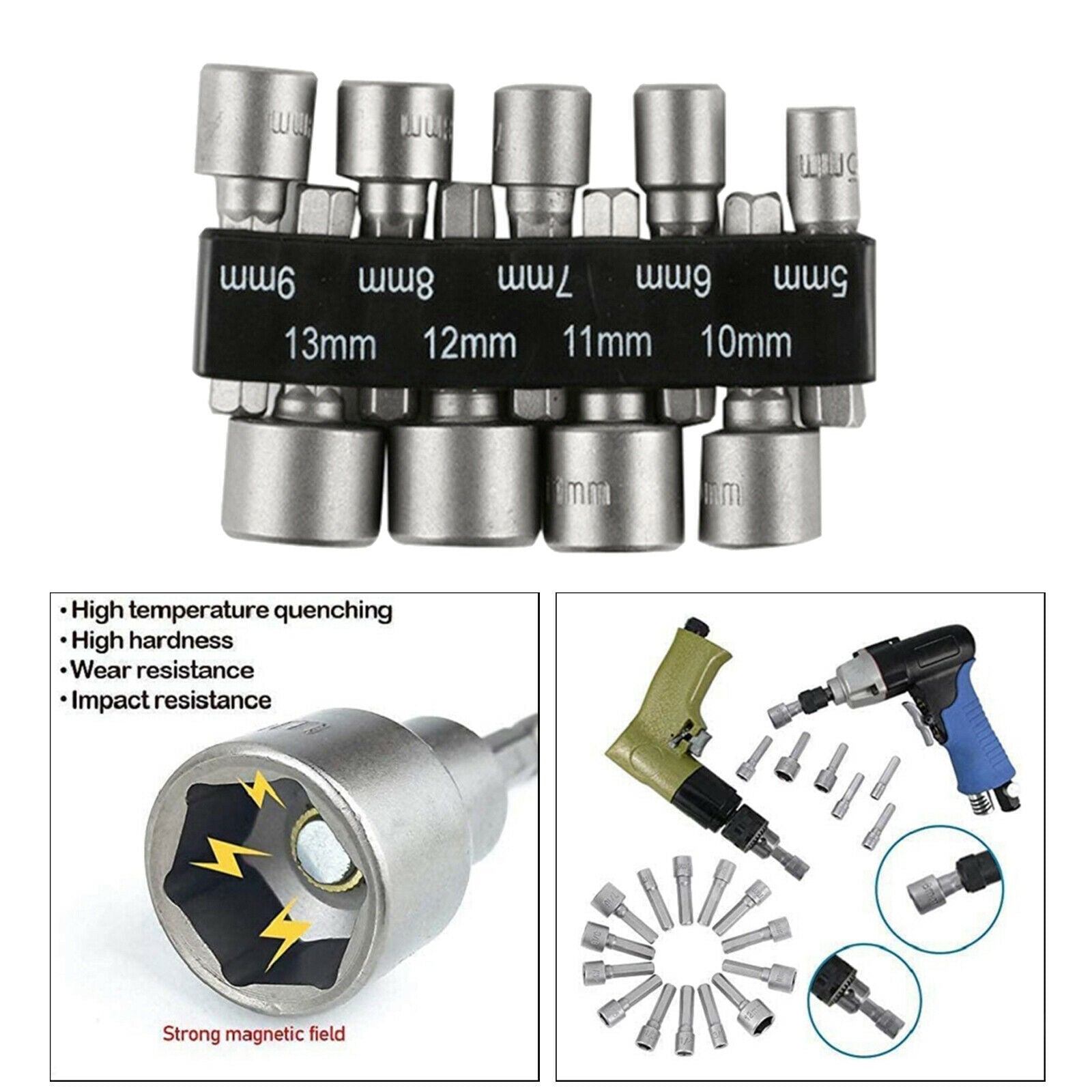 Socket Screwdrivers Bit Set Air Nuts Spanner Adapter DIY Tools 7.5x5x1.8cm