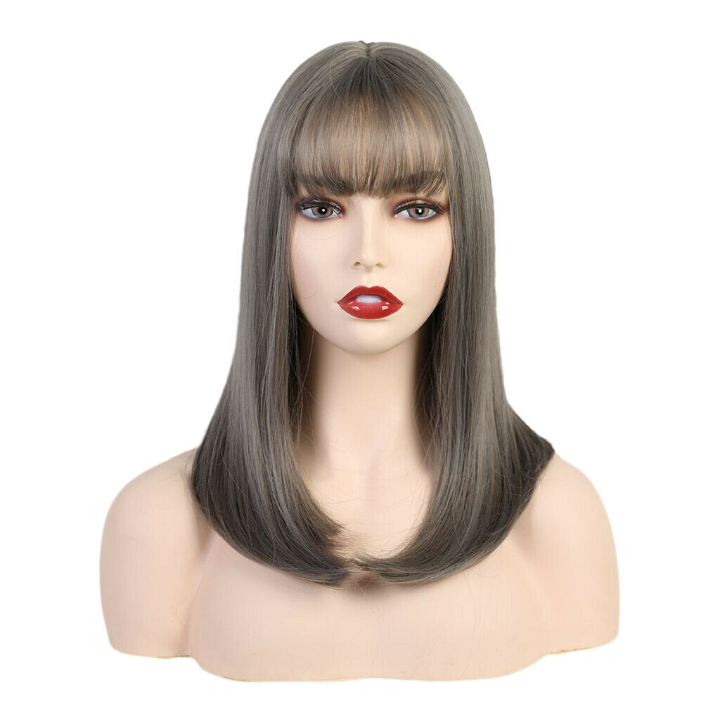 Fashion Women's Straight Bob Wigs Synthetic Natural Party Costume Wig Gray