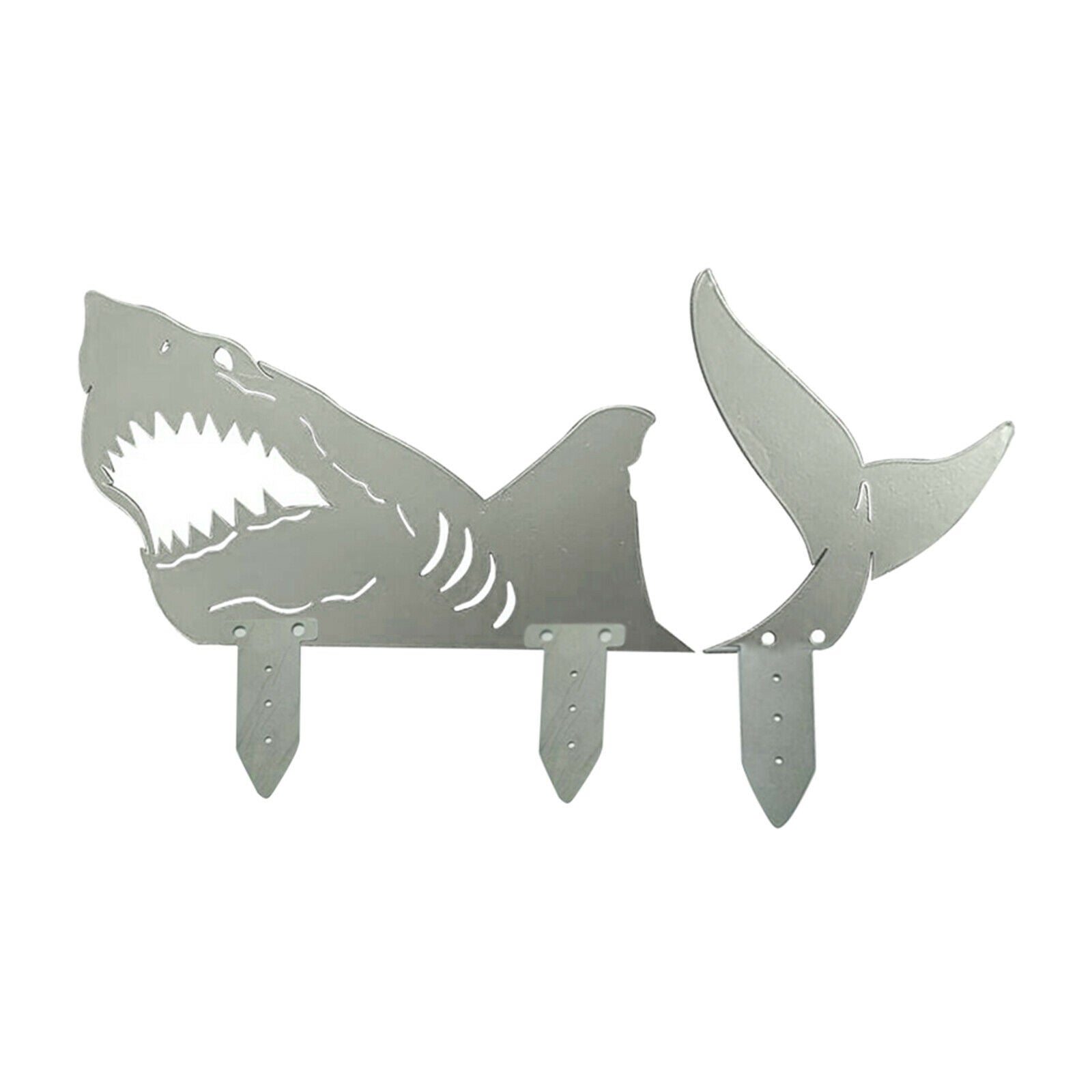 Wrought Iron Shark Statue Backyard Animal Garden Stake Sign Home Decor Gift