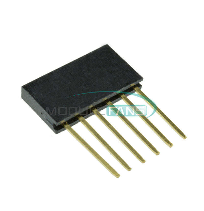 100pcs Single 2.54mm Pitch 6-Pin Row Stackable Shield Female Header for Arduino