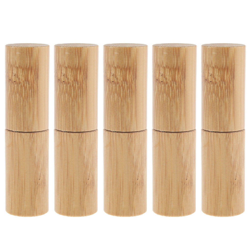 5 Pieces Natural Bamboo Refillable Empty Essential Oil Makeup Roll On Bottle