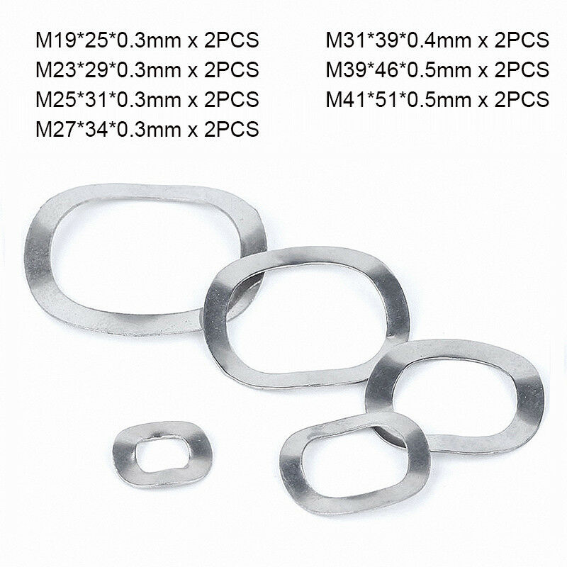 14pc M19,23,25,27,31,39,41 Wave Wavy Spring Crinkle Washers Kit A2 304 Stainless