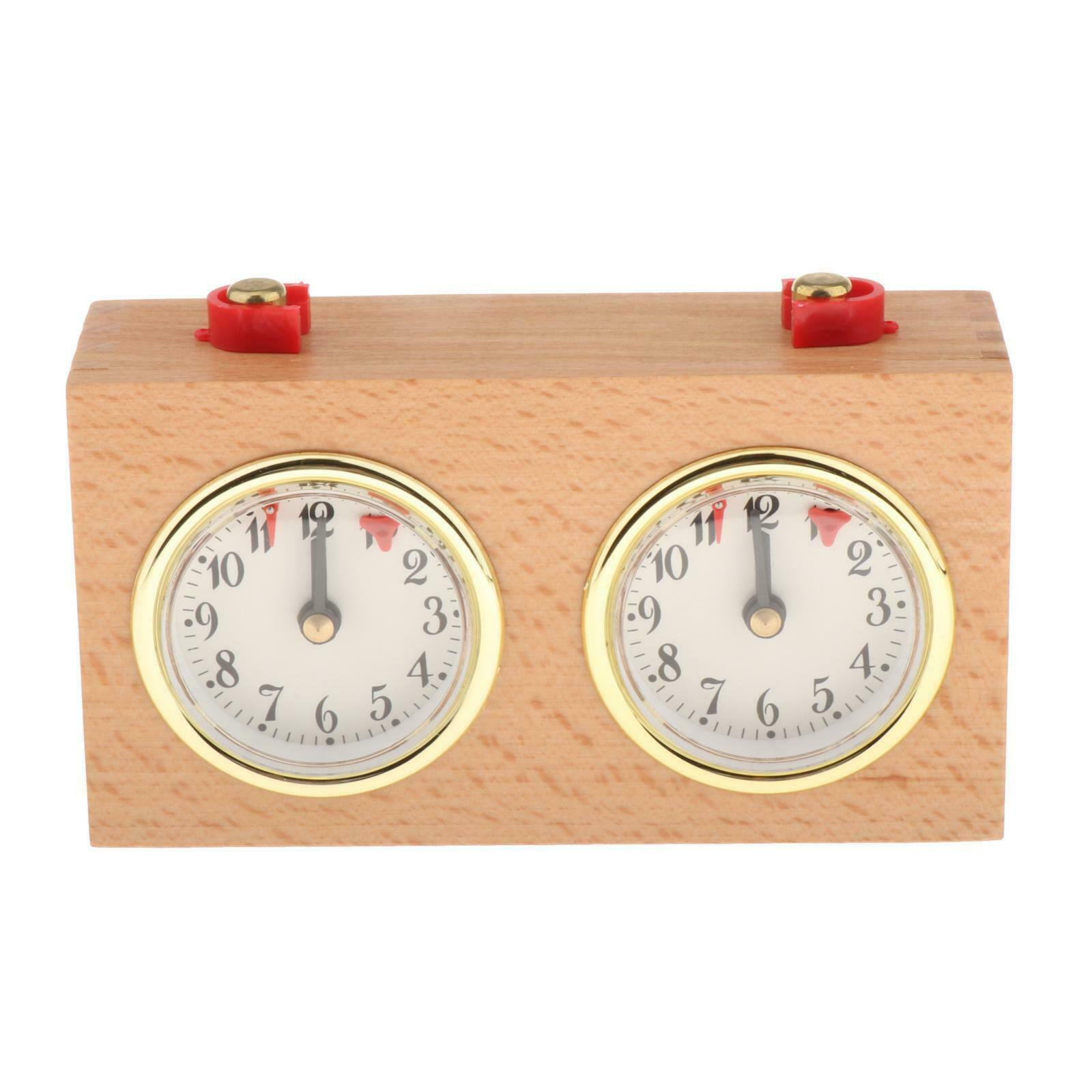 Wooden Analog Chess Clock Timer Gift Wind-Up Count Up Down Game Board Clock
