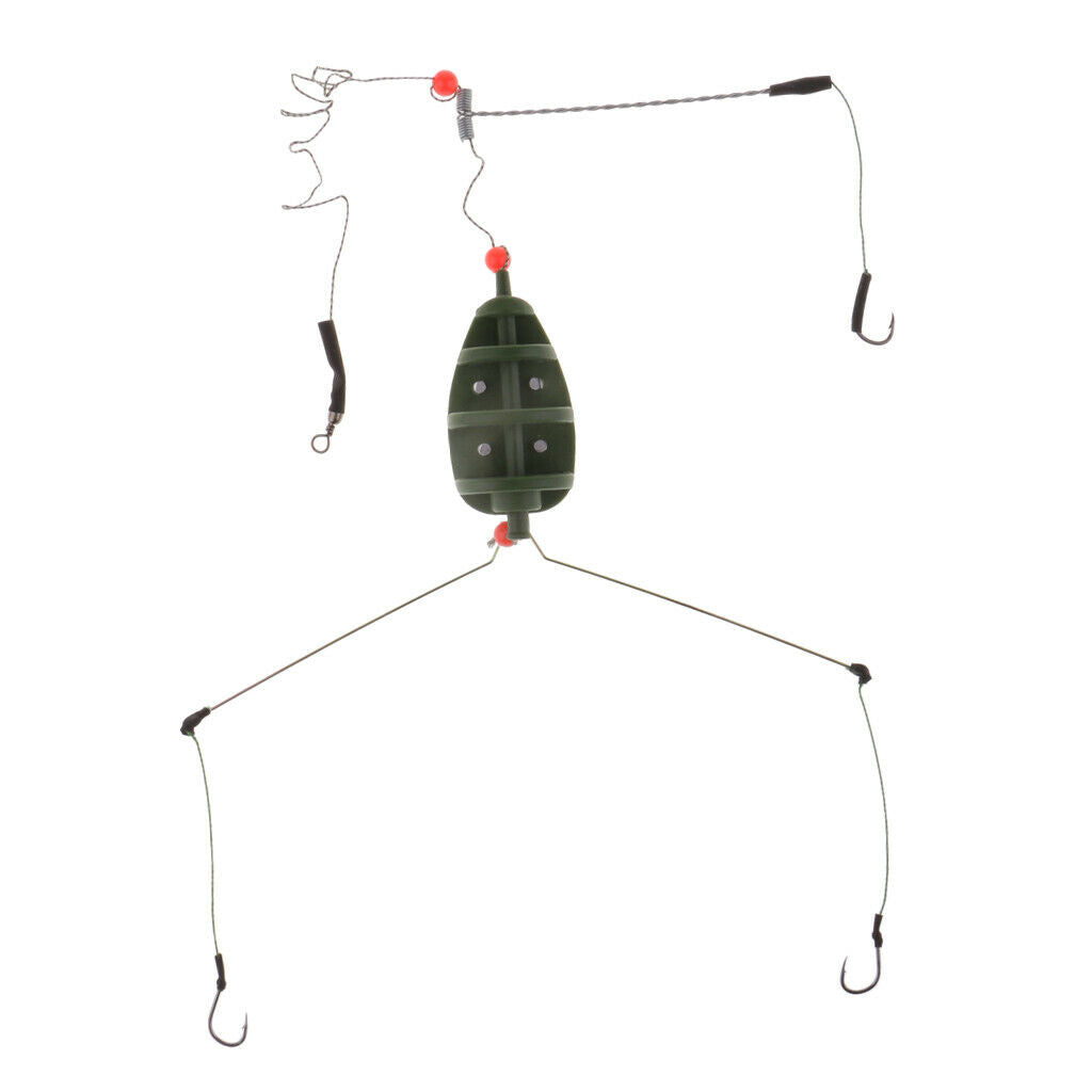 Fishing Feeder Basket Holder Fishing Bait Cage with Line Hooks 80g