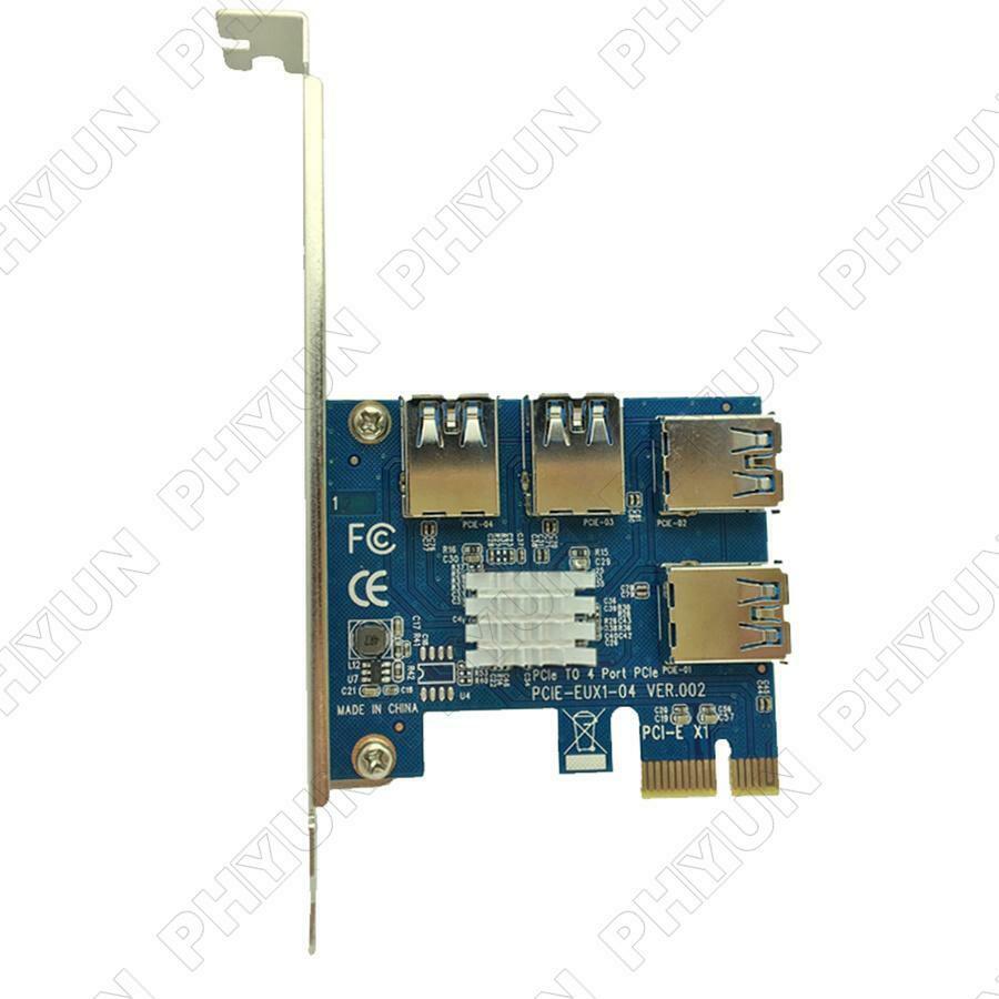 PCI Express Riser Card PCI-E 1x to 16x 1 to 4 PCIE Bus Port USB Slot Multiplier