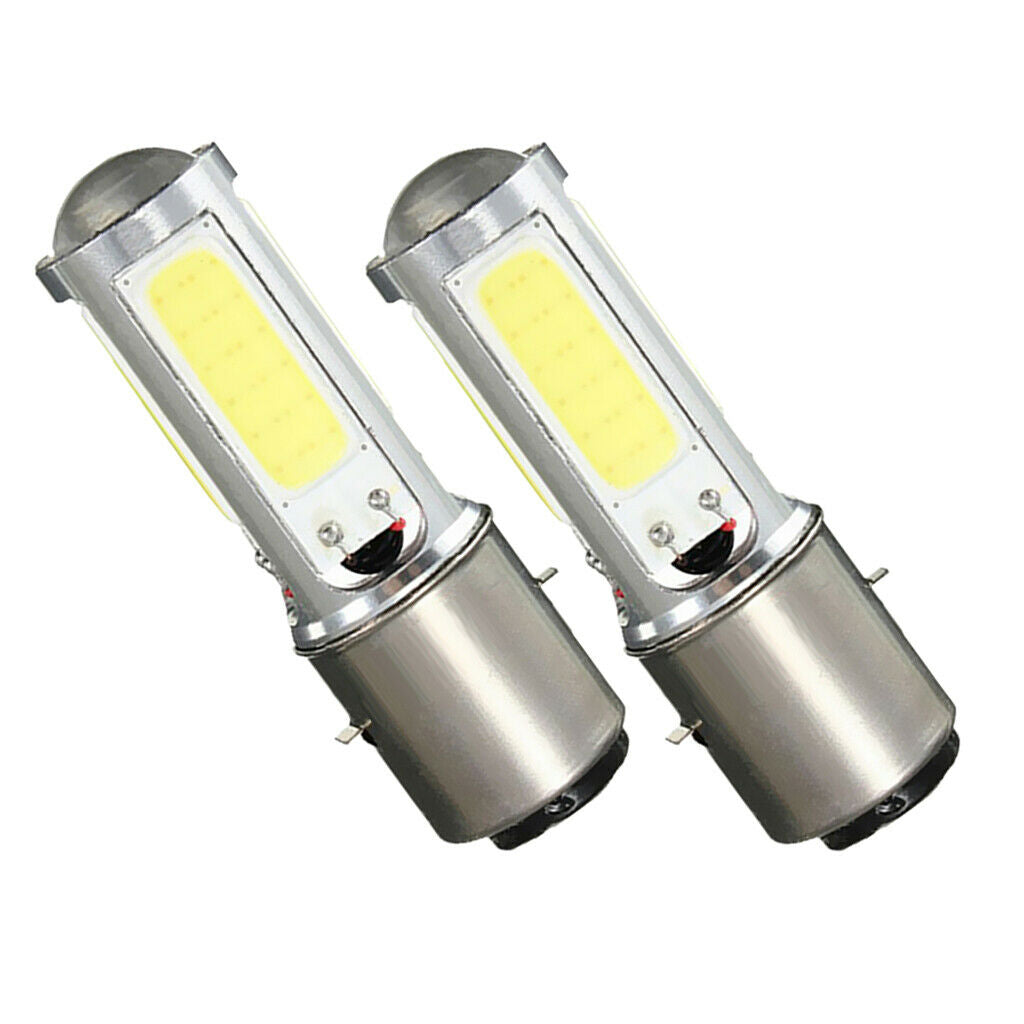 2pcs BA20D H6 4 COB LED White Bulb Light For Motorcycle Moped ATV Headlight