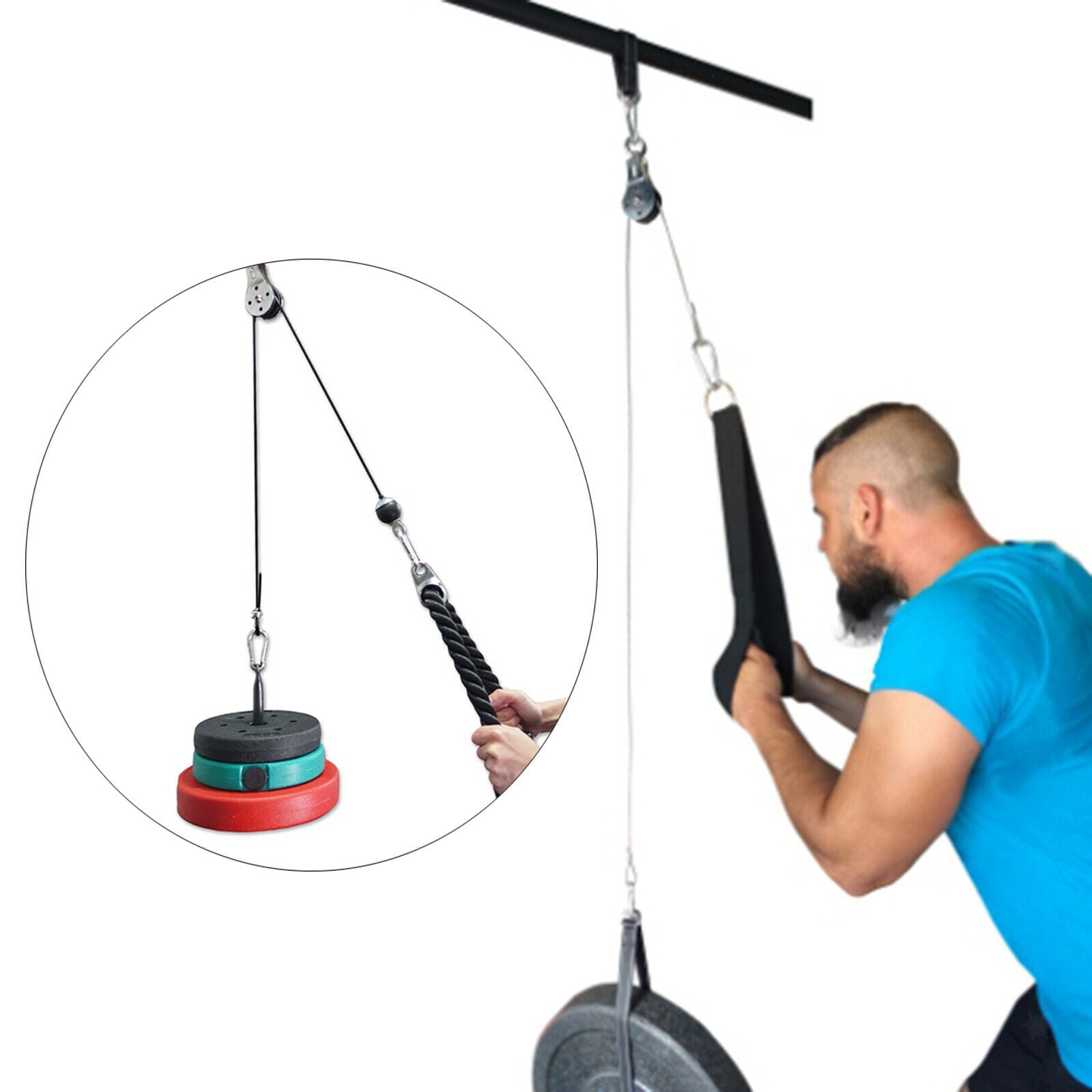 Fitness DIY Pulley Cable Biceps Forearm Hand Strength Training Gym Sports