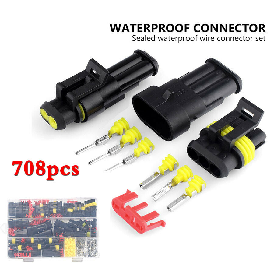 708x 43Set 1-6 Pin Way Car Sealed Waterproof Electrical Wire Connector Plug Kit