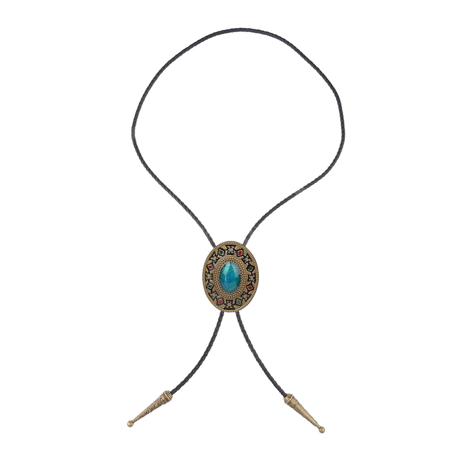 Cowboy Western Bolo Bootlace Tie on Black Drawstring for Fancy Dress