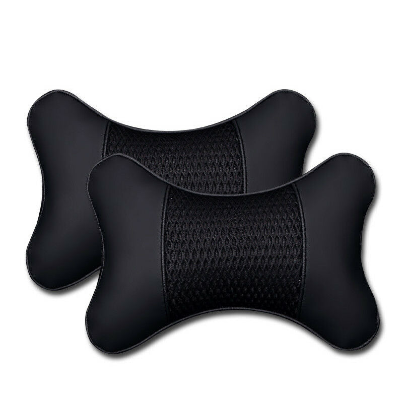 Car Seat Headrest Pad Pillow PU leather Knitted Neck Rest Support Cushion Pretty