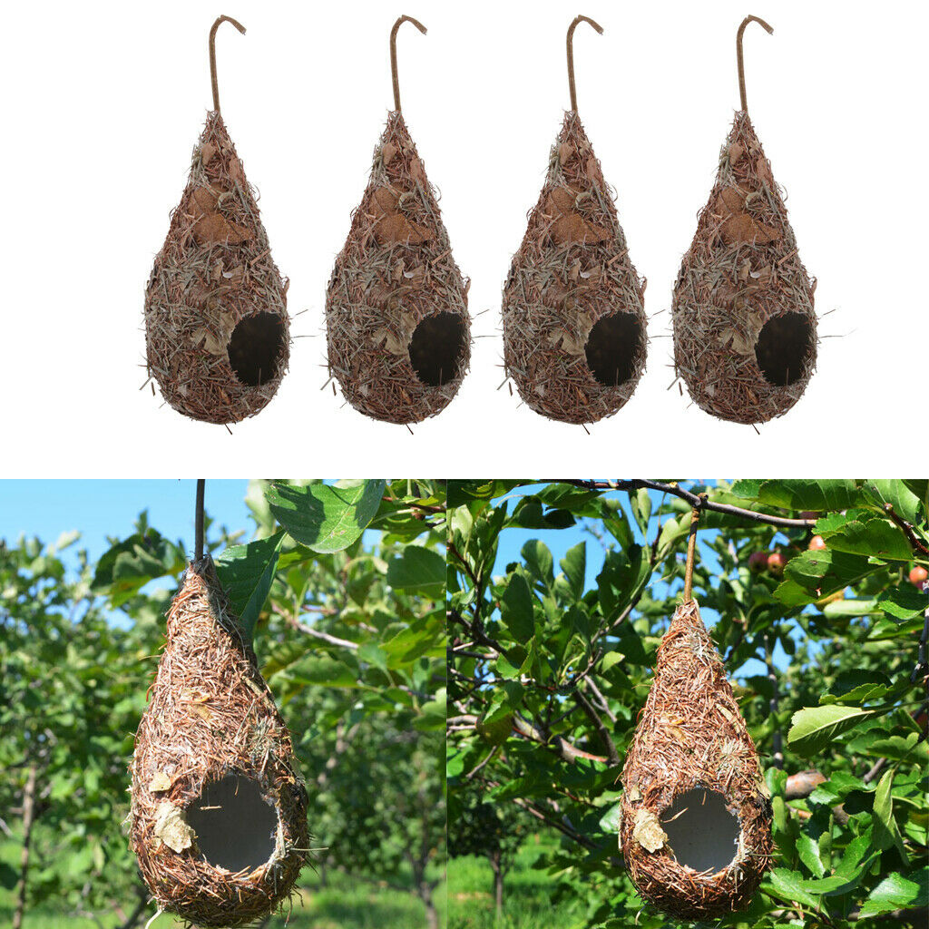 4pcs Hanging Water Drop Bird Nest Natural Parrot Hatching Breeding Nest