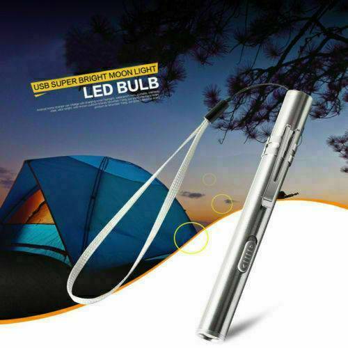 Waterproof Pocket LED Flashlight With USB Rechargeable Torch Mini Penlight Lamp