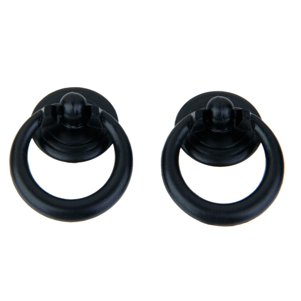 2PCS/Pack Black Metal Kitchen Cabinet Door Pulls Rings Drawer Bin Handles
