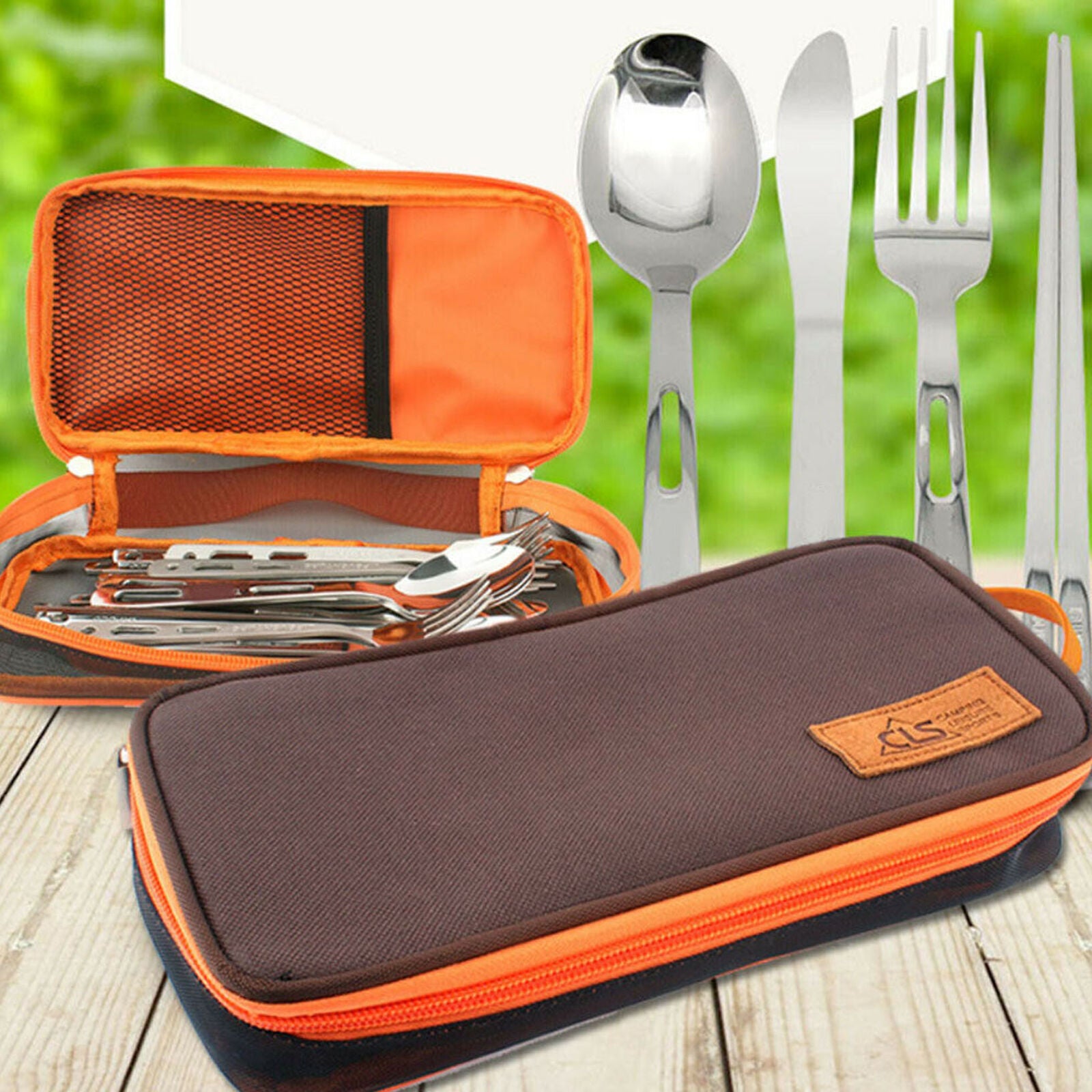 Cutlery Storage Bag Camping Hiking Tableware Chopsticks Spoon Fork Organizer