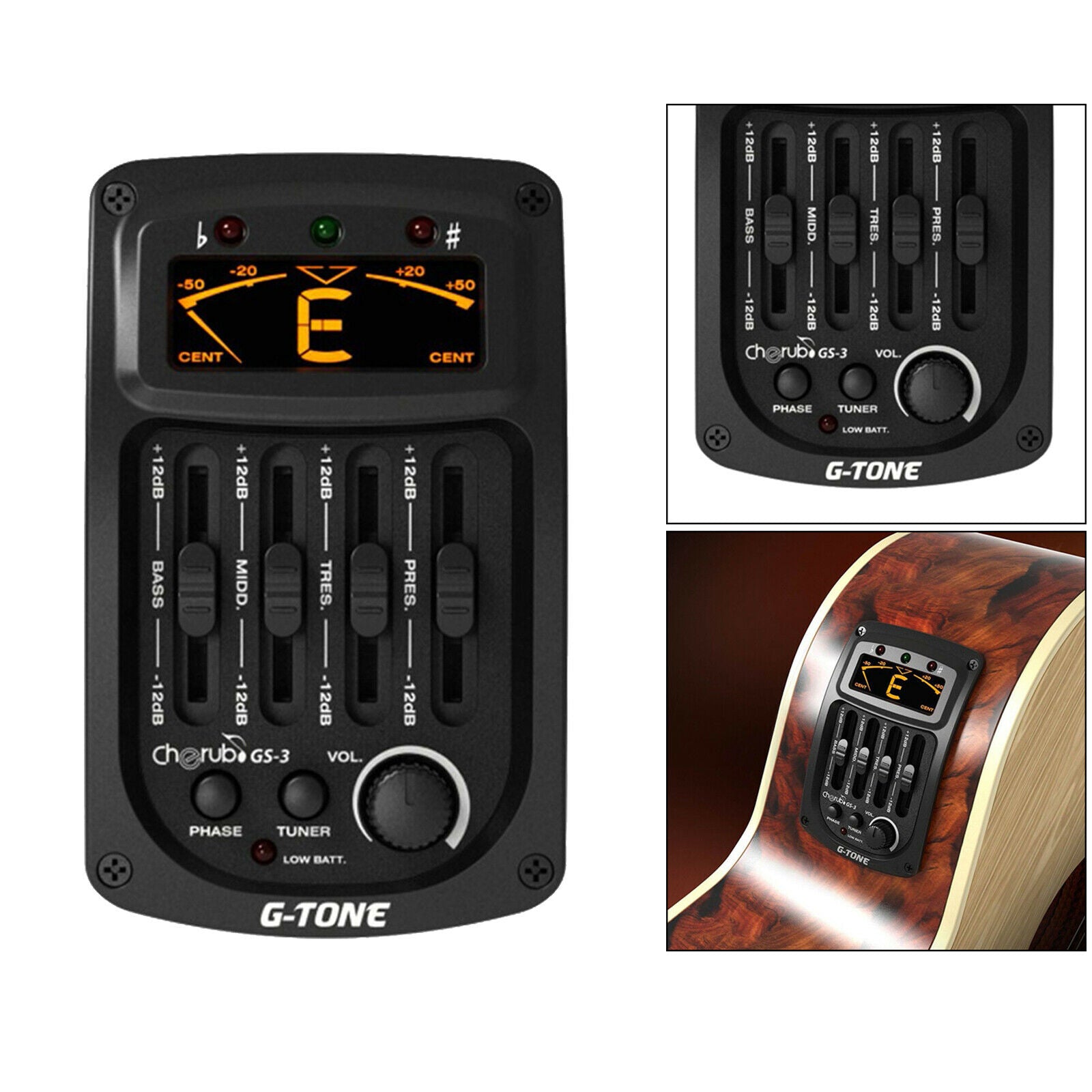 Guitar Piezo Pickup EQ Equalizer Tuner System with LCD Display Muscial