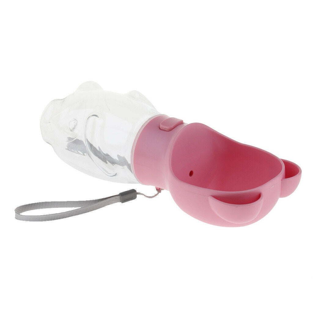 Portable Pet Dog Water Bottle Dogs Travel Puppy Cat Drinking Bowl  Pink