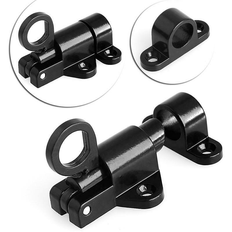 Black Window Gate Security Pull Ring Spring Bounce Door Bolt Aluminum Latch Lock