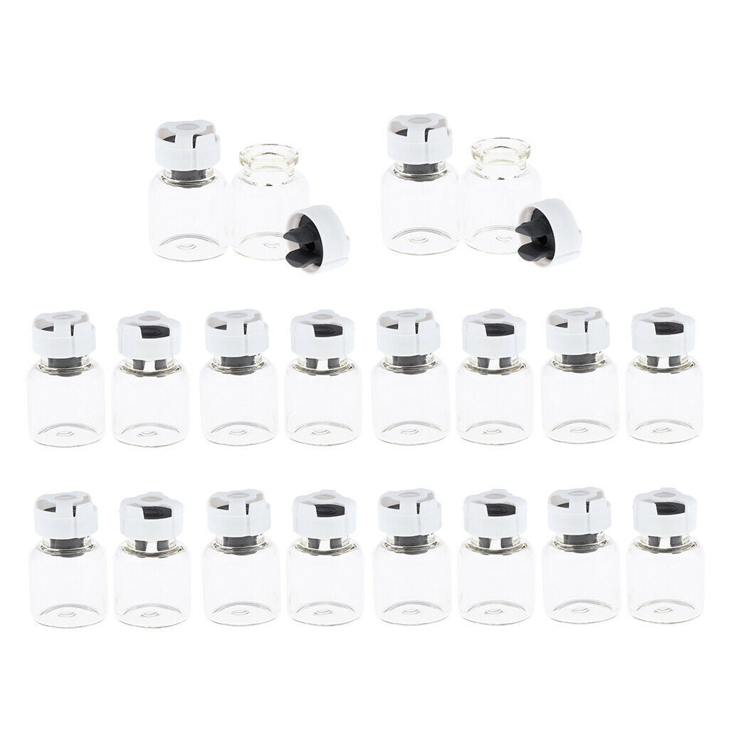 Pack 20pcs Clear Empty Glass Refillable Vials Powder Liquid Containers Gray 10ml
