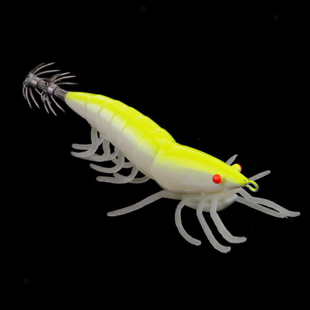 Squid Jig Hard Fishing Lures Shrimps Prawn Luminous Tail Glow in Dark Artificial