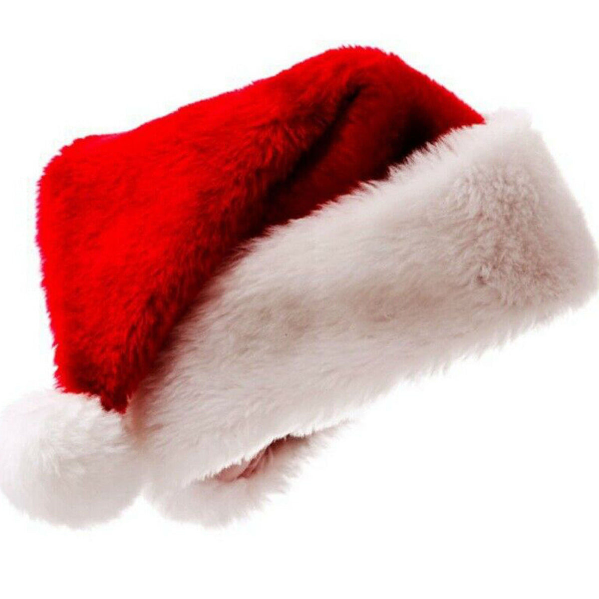 Plush Red and White Santa Claus Caps Santa's Hat for Christmas Party Costume new