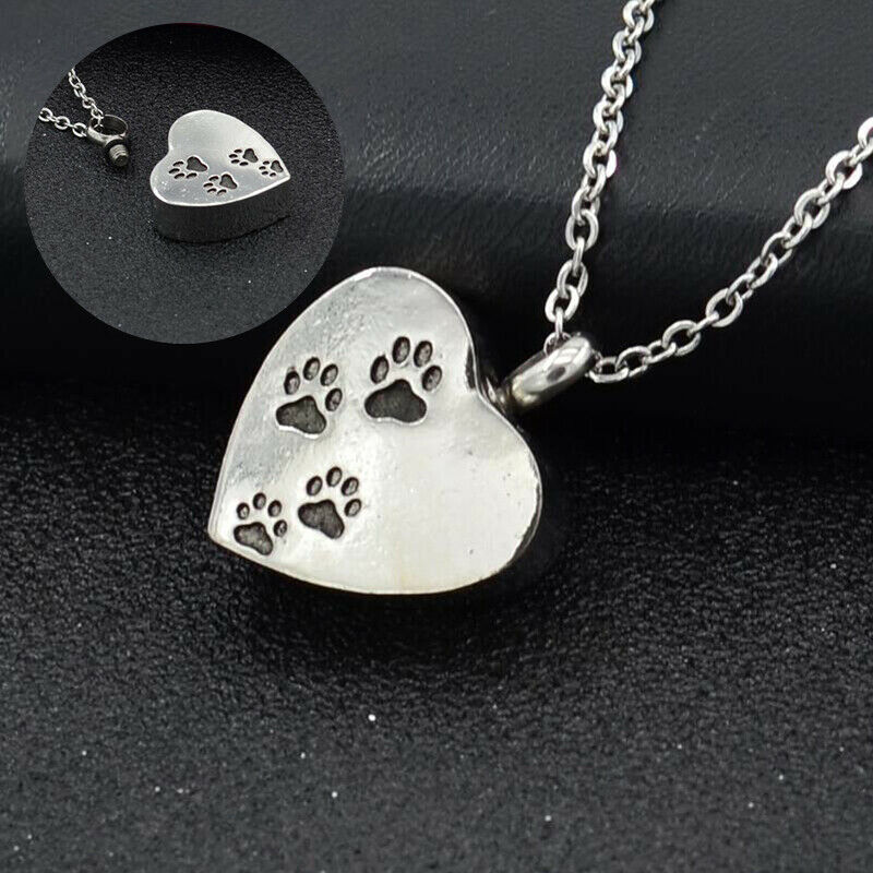 Pet Heart Urn Necklace for Ashes - Cremation Jewelry Keepsake Memorial Pe.l8