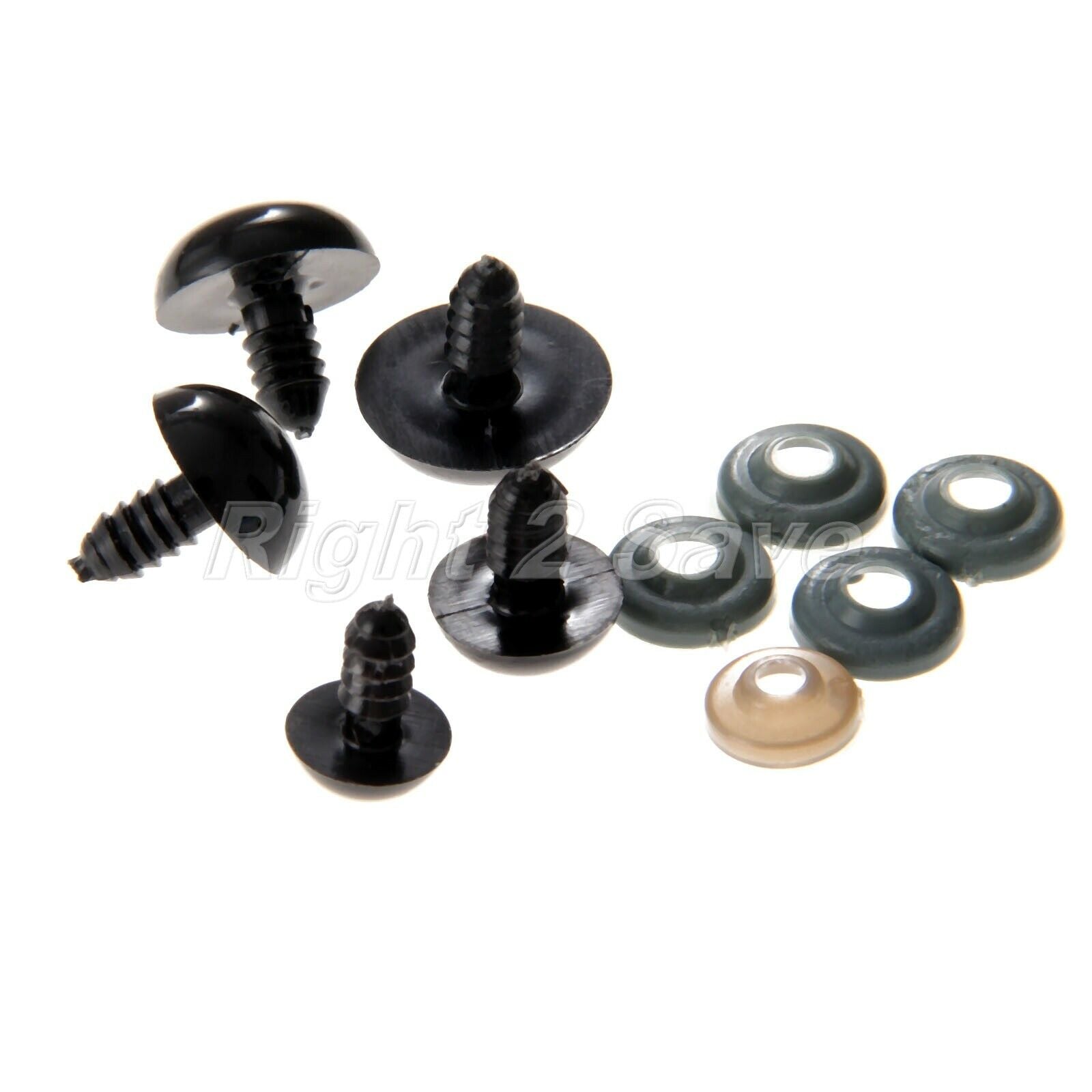 12-20mm Teddy Bear Black Eyes Set Kit 52*Plastic Safety Eyes/Washers+Plastic Box