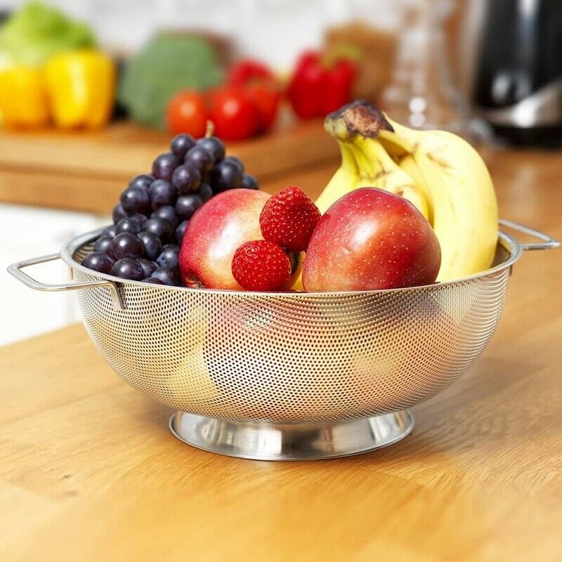 Colander Stainless Steel,Micro-Perforated Strainer with Heavy Duty Handle and R9