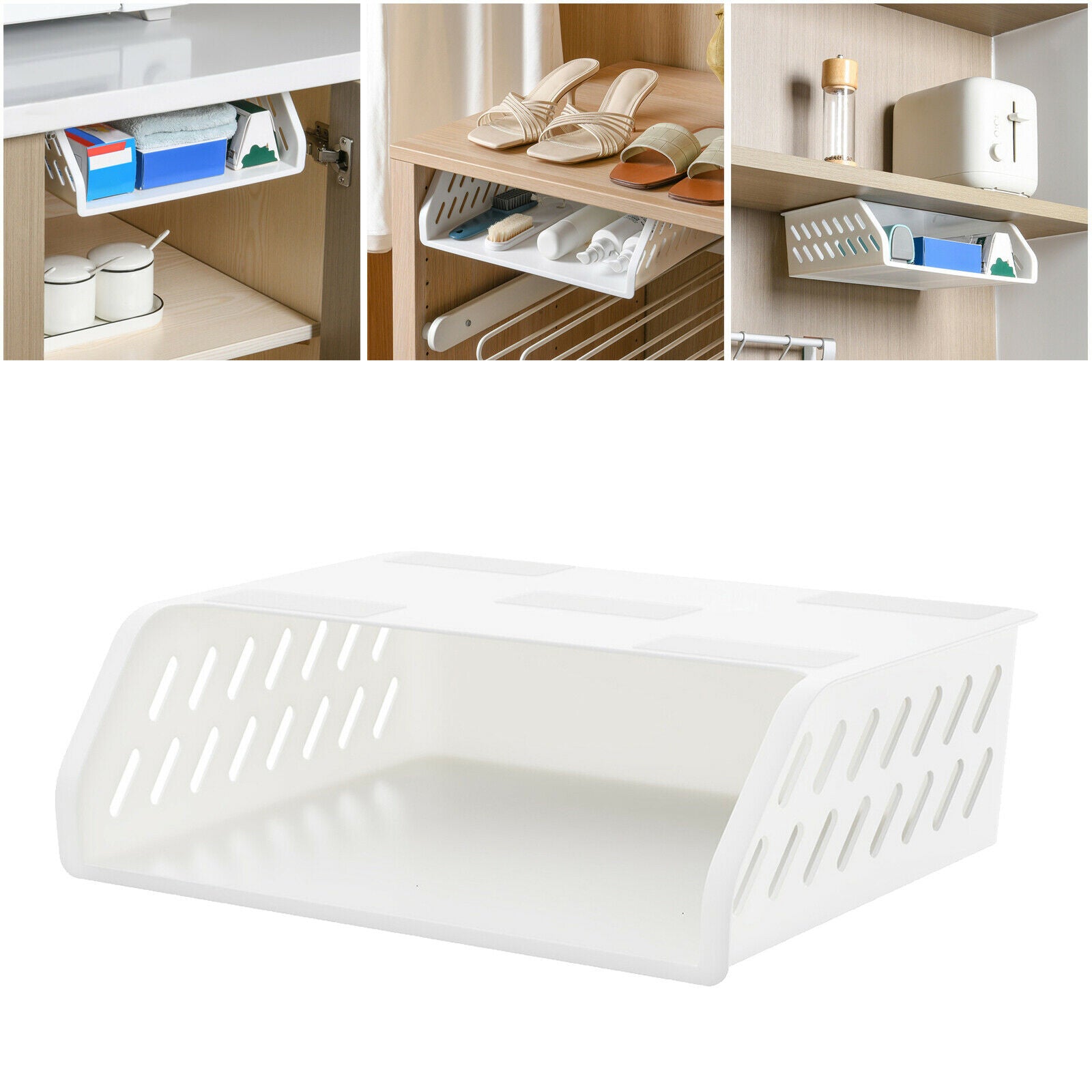 Invisible hidden plastic desk drawer organizer