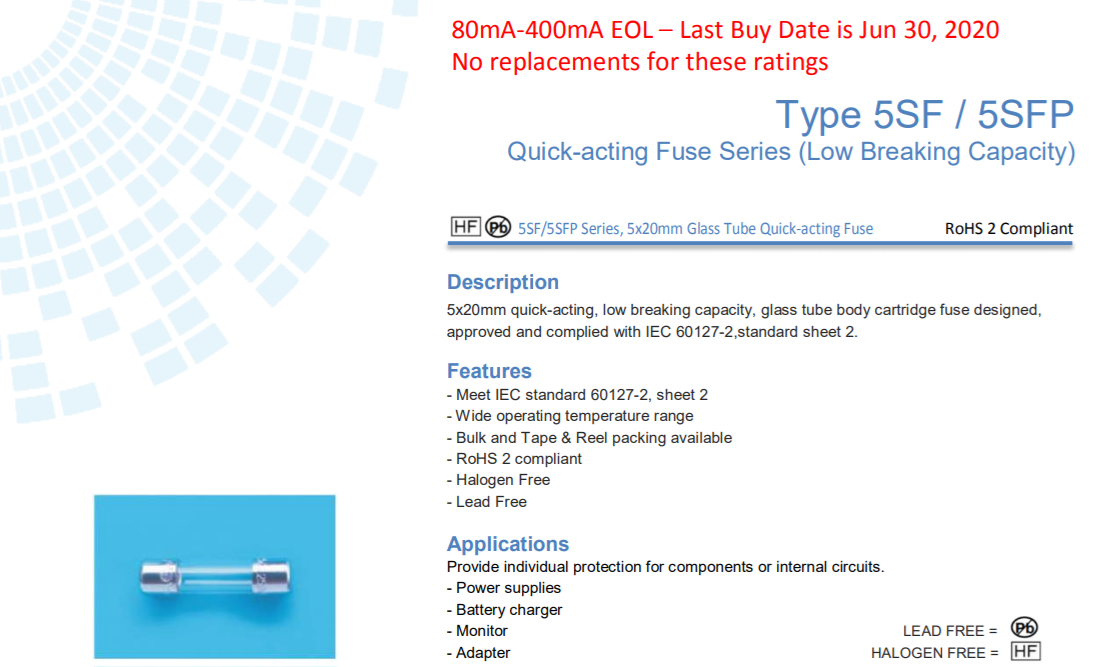 10pcs - BEL 3.15A (3,15A) 250V 5SF Fast-Blow 5x20mm Glass Fuse