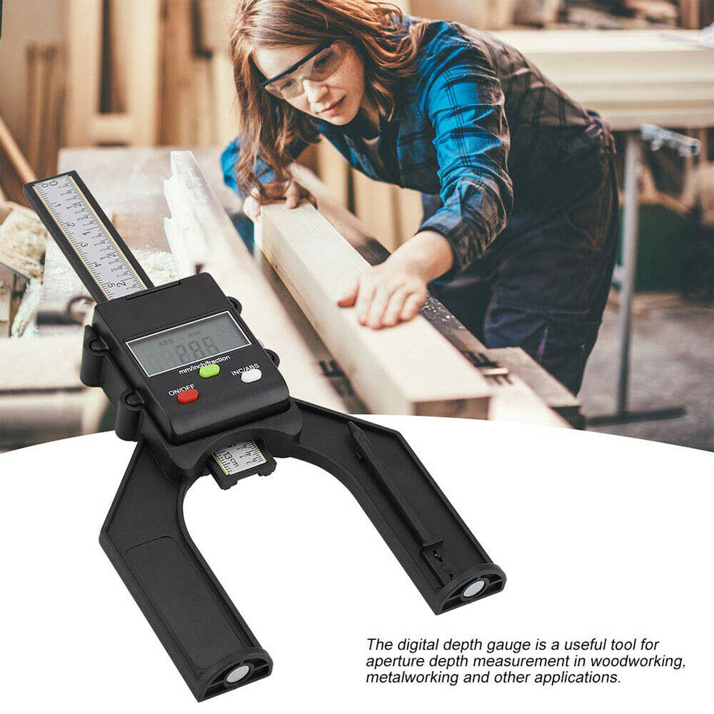 Digital Depth Gauge LCD Magnetic Self Standing Aperture Hand Router Measure Tool