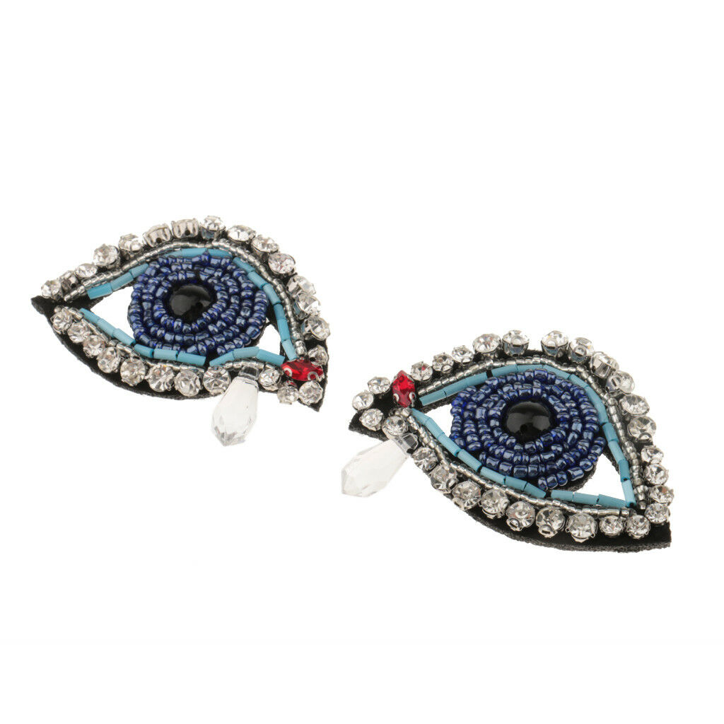 Embroidery Beads eyes Sew Iron On Patches Badge Bags Jeans Decor Appliques
