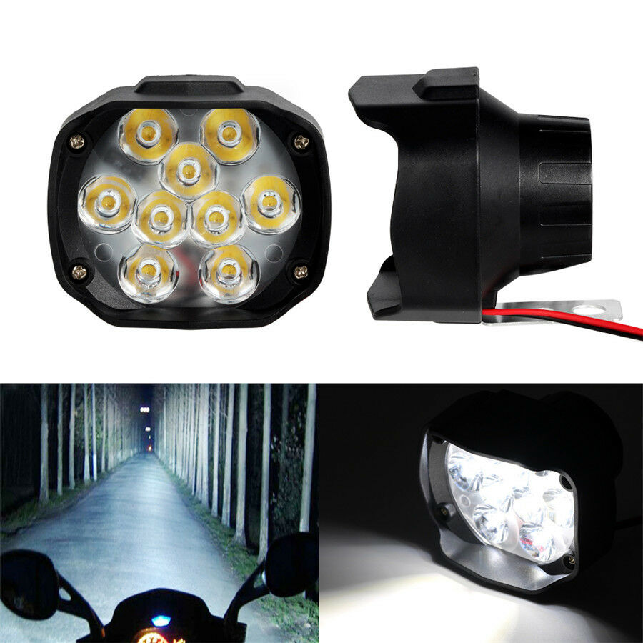 2Pcs 30W 18LED 3000LM Motorcycle Headlight Front Head Light Spot Fog Lamp+Switch