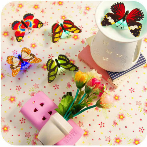 1x Color Changing Butterfly LED Night Light Lamp Home Room Party Desk Wall Decor
