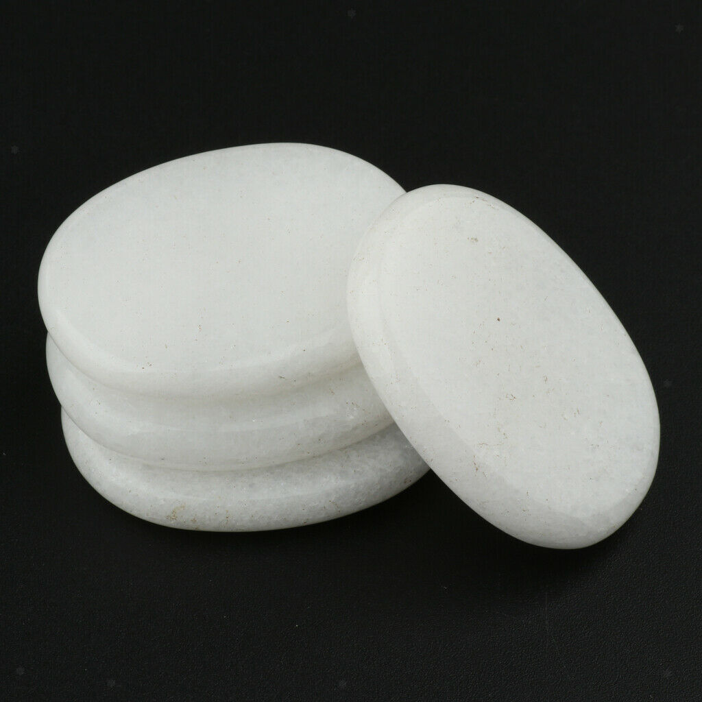 4 Pcs Massage Stones Natural Lava Stone Set Hot Spa Rock Stones (3x4CM) White