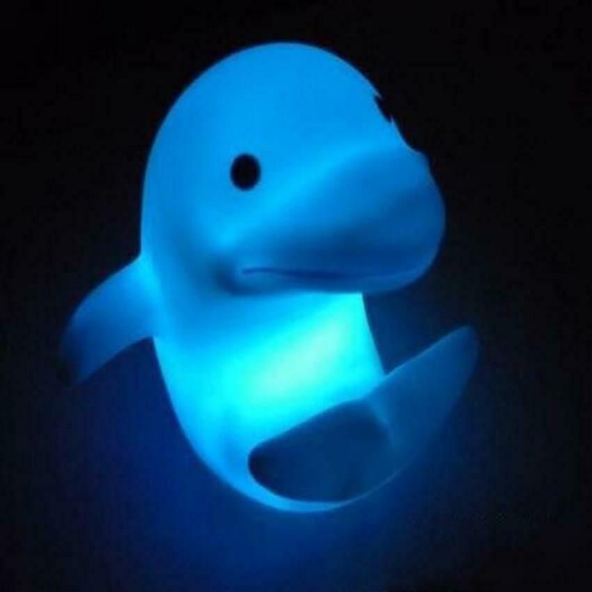 Lovely Dolphin LED Night Light 7 Changing Color Baby Bedroom Bedside Lamp