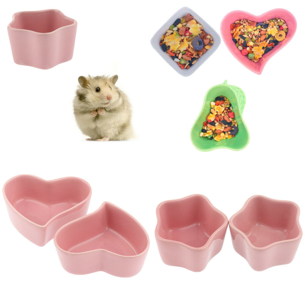 2 Pairs Hamster Bowl, Food and Water Ceramic Bowl for Rodents Gerbil Hamsters