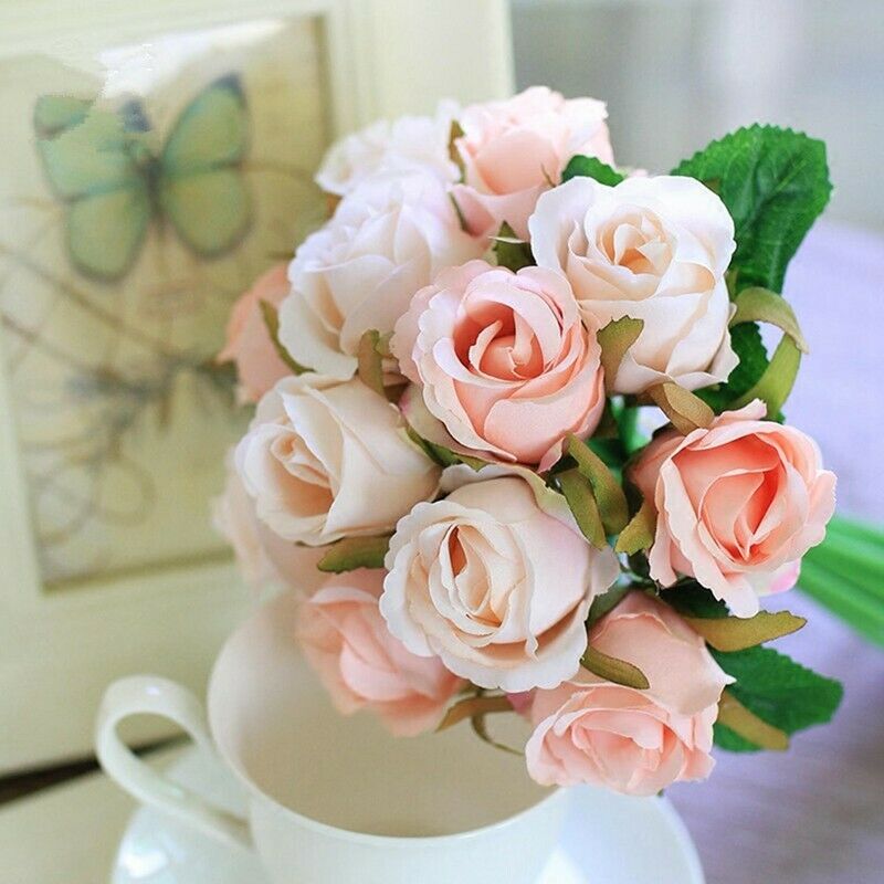12pcs/lots Artificial Rose Flowers Wedding bouquet Thai Royal Rose Silk flowerB2