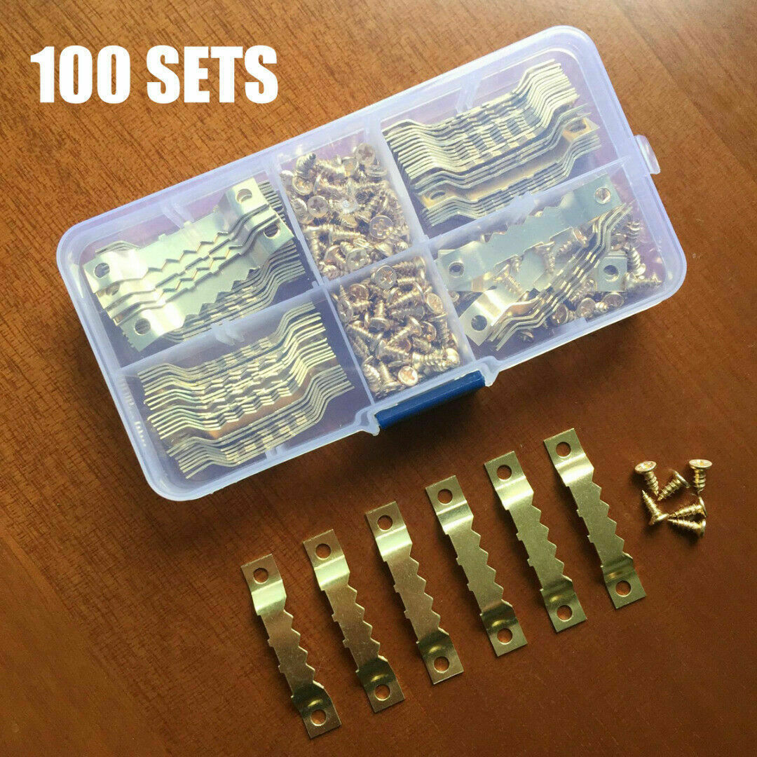 100pcs Saw Tooth Hangers 45mm With Screws Picture Canvas Frame Hanger Brassed