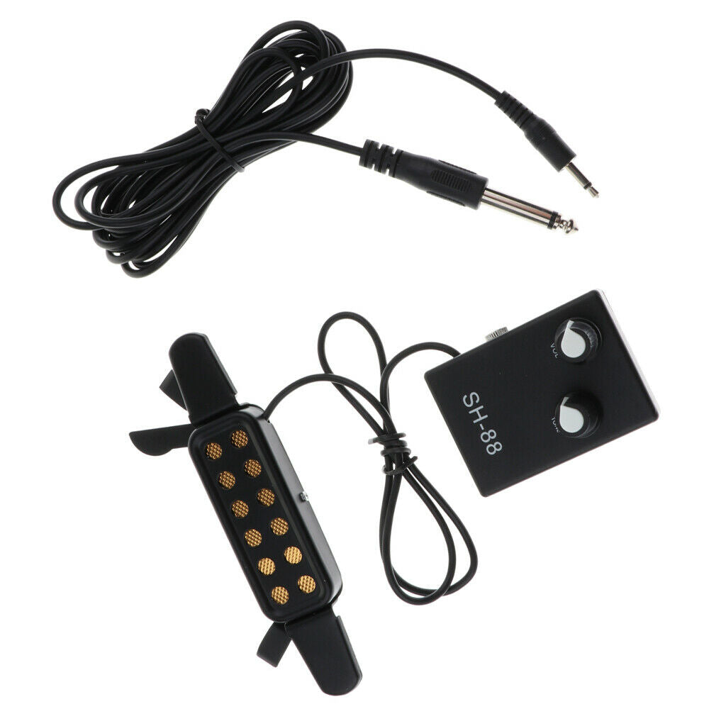 Acoustic Guitar Pickup Clip On Soundhole Transducer with Tone Volume Control