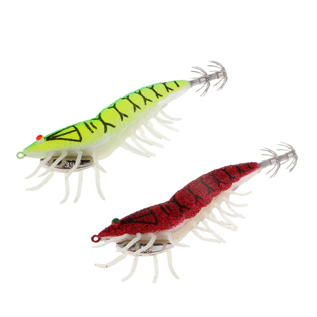 2pcs/pack Glow In Dark Squid Lure Hooks Cuttlefish Fishing Lures Jig Bait Hooks