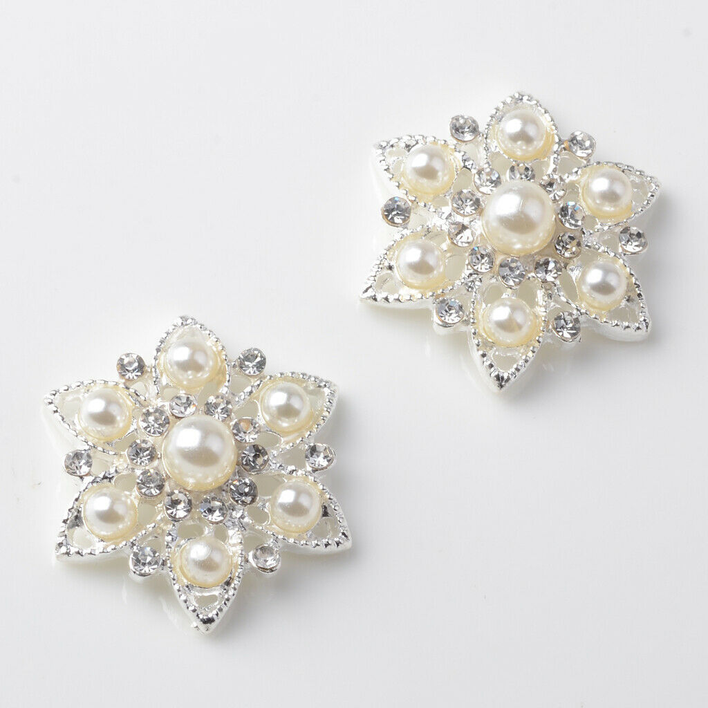10x White Pearls Flatback Rhinestone Crystals Cabochon DIY Art Scrapbook