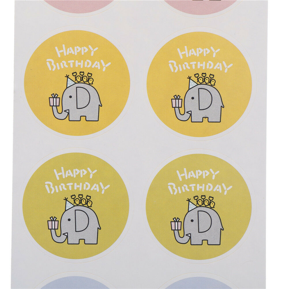 40x/5 sheets elephant happy birthday packaging seals stickers label cut.l8