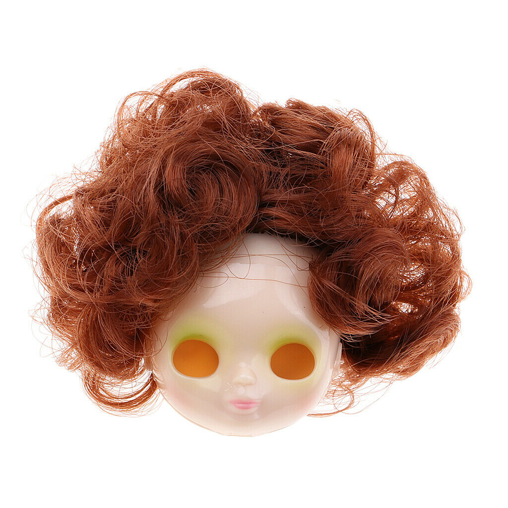 Hand Painted Makeup Faceplate With Curly Wig For Blythe