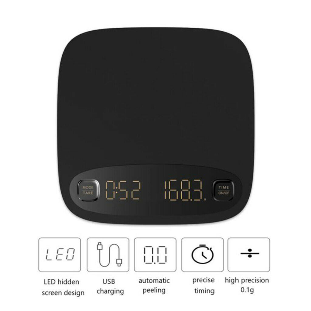 Smart Digital Coffee Scale w/Timer 2Kg/0.1g Electronic Kitchen Food Scales