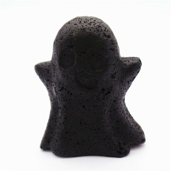 47x39x21mm Black Volcano Stone Carved Ghost Decoration Statue Home Decor HH7929