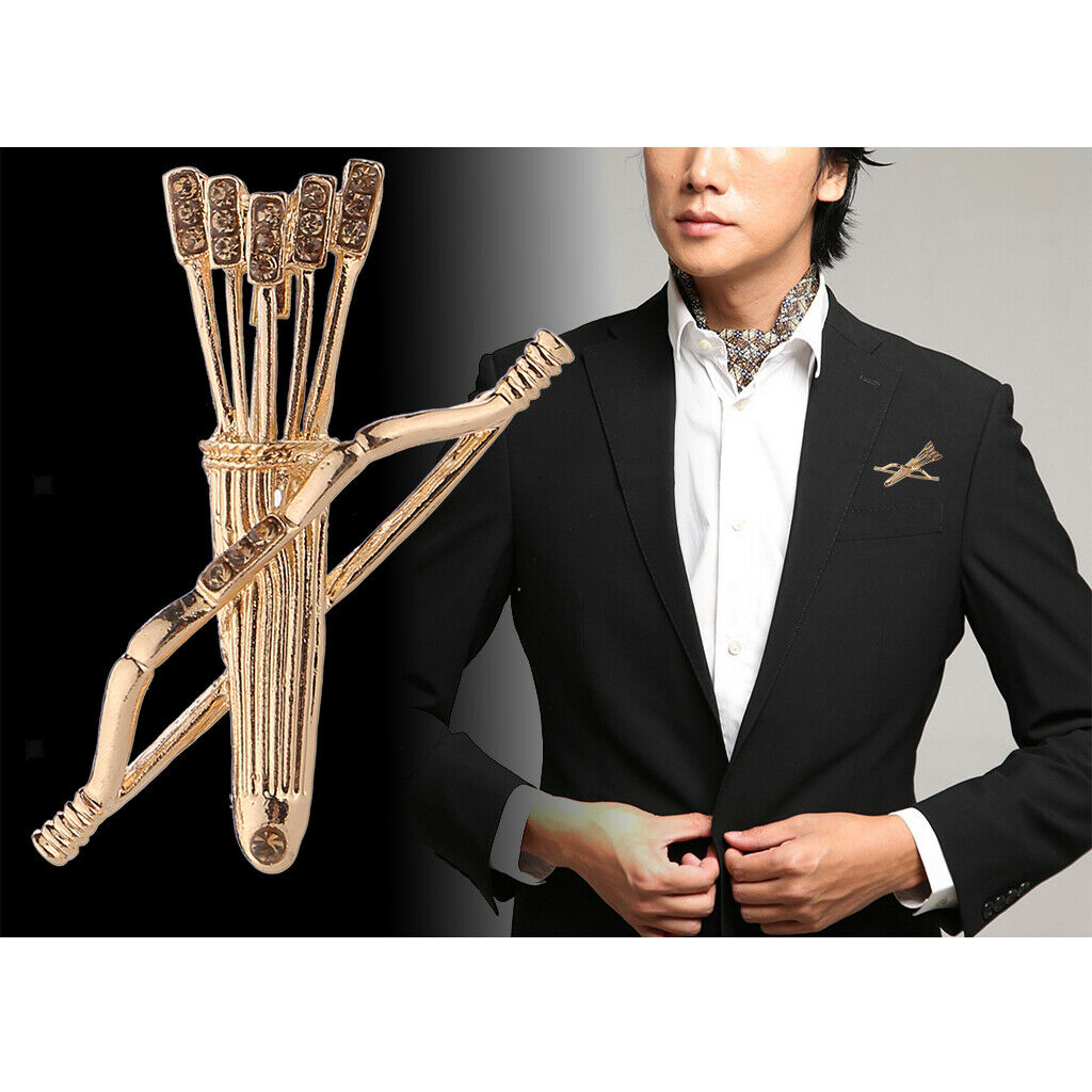 2Pack Bow and Arrow Brooches Crystal Clothes Lapel Pin Badge Collar Clips