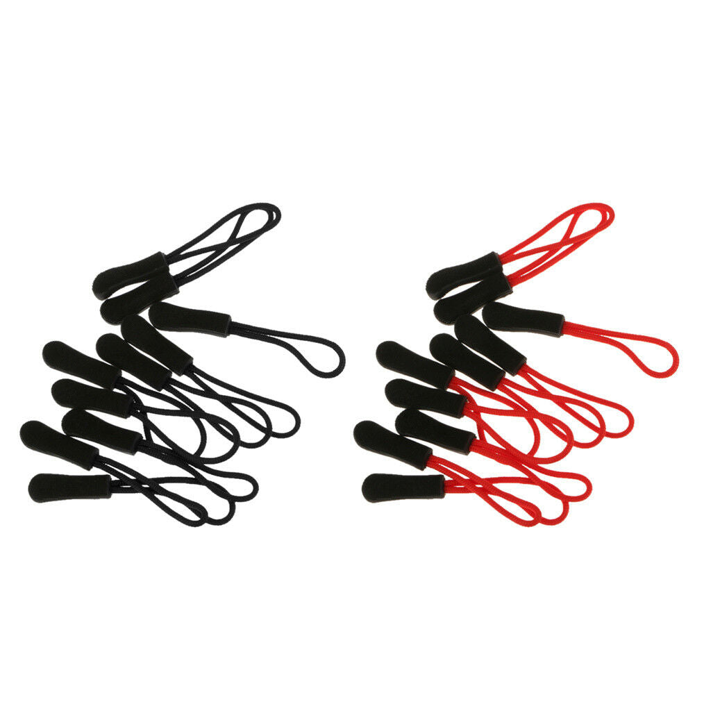 20Pcs Red & Black Zip Slider Hanger Replacement Zipper Pull Cord Fastener