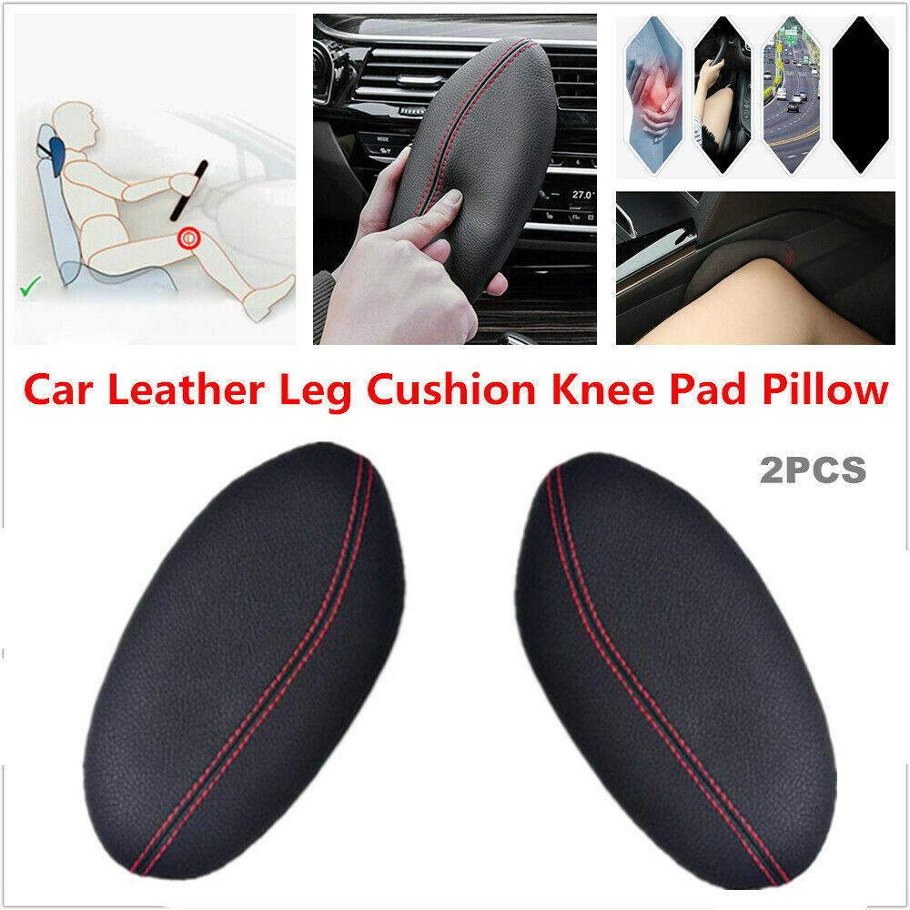 2x Car SUV Leather Driver Leg Cushion Knee Pad Pillow Thigh Support Soft Protect